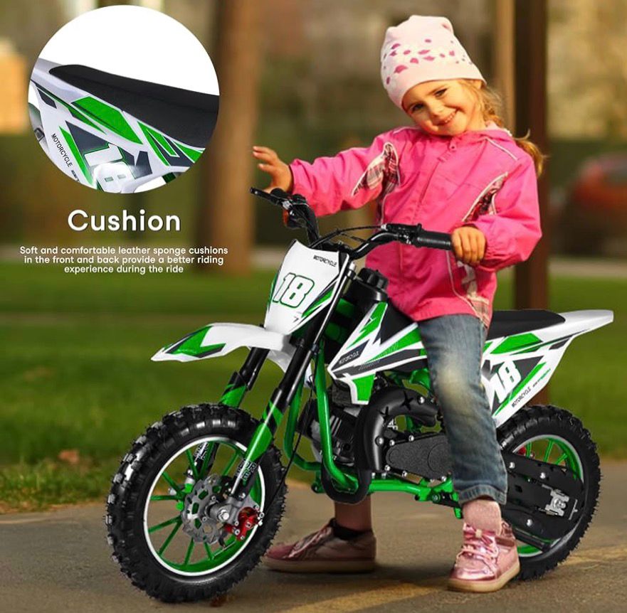 Close-up of youth pit bike comfortable seat